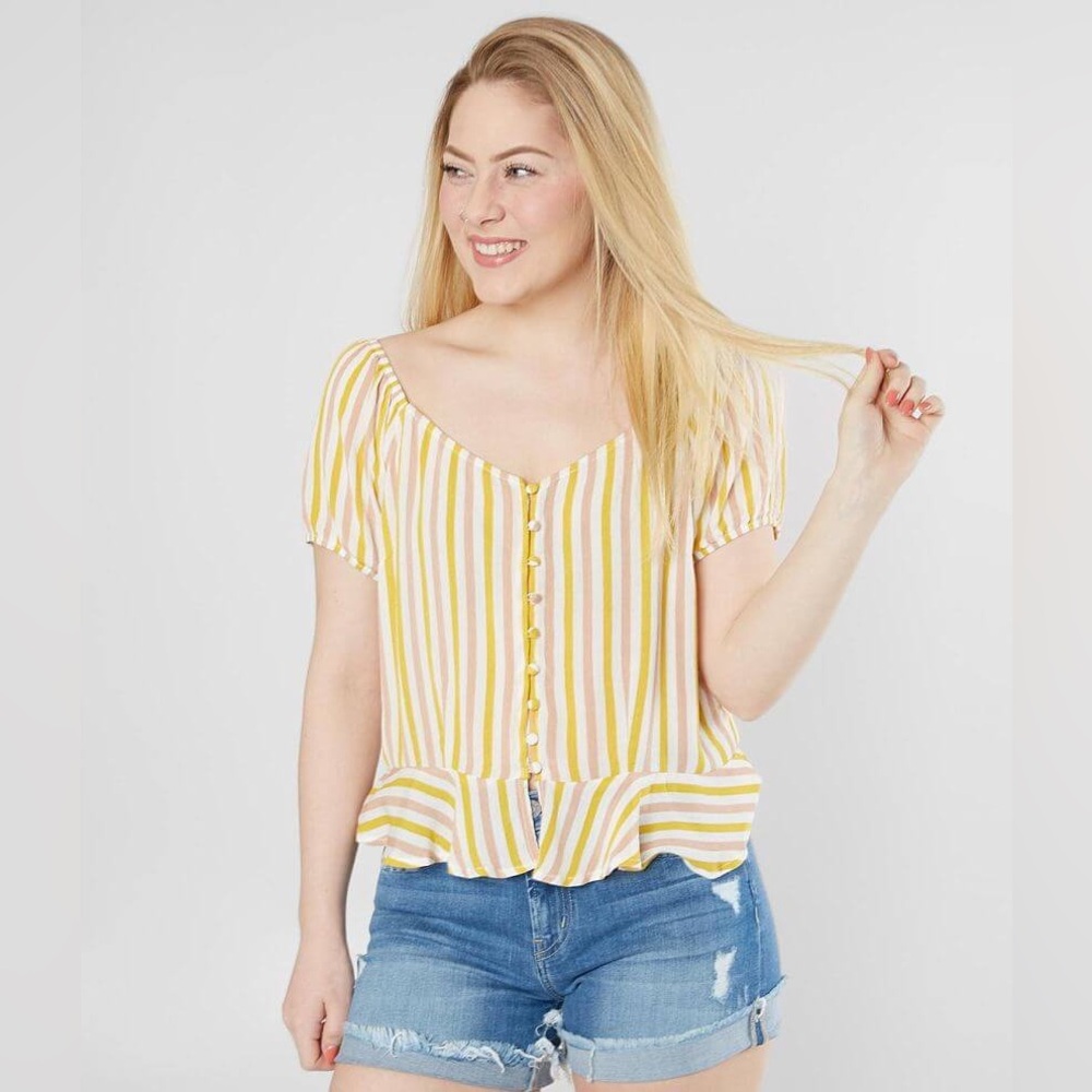 Nwt Gypsies & Moondust Striped Peplum Top